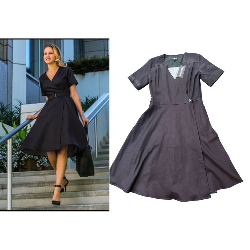 NEW Betabrand  Carol-Jean‎ Wrap Dress Dark Wash Denim Look XL  (no waist tie)